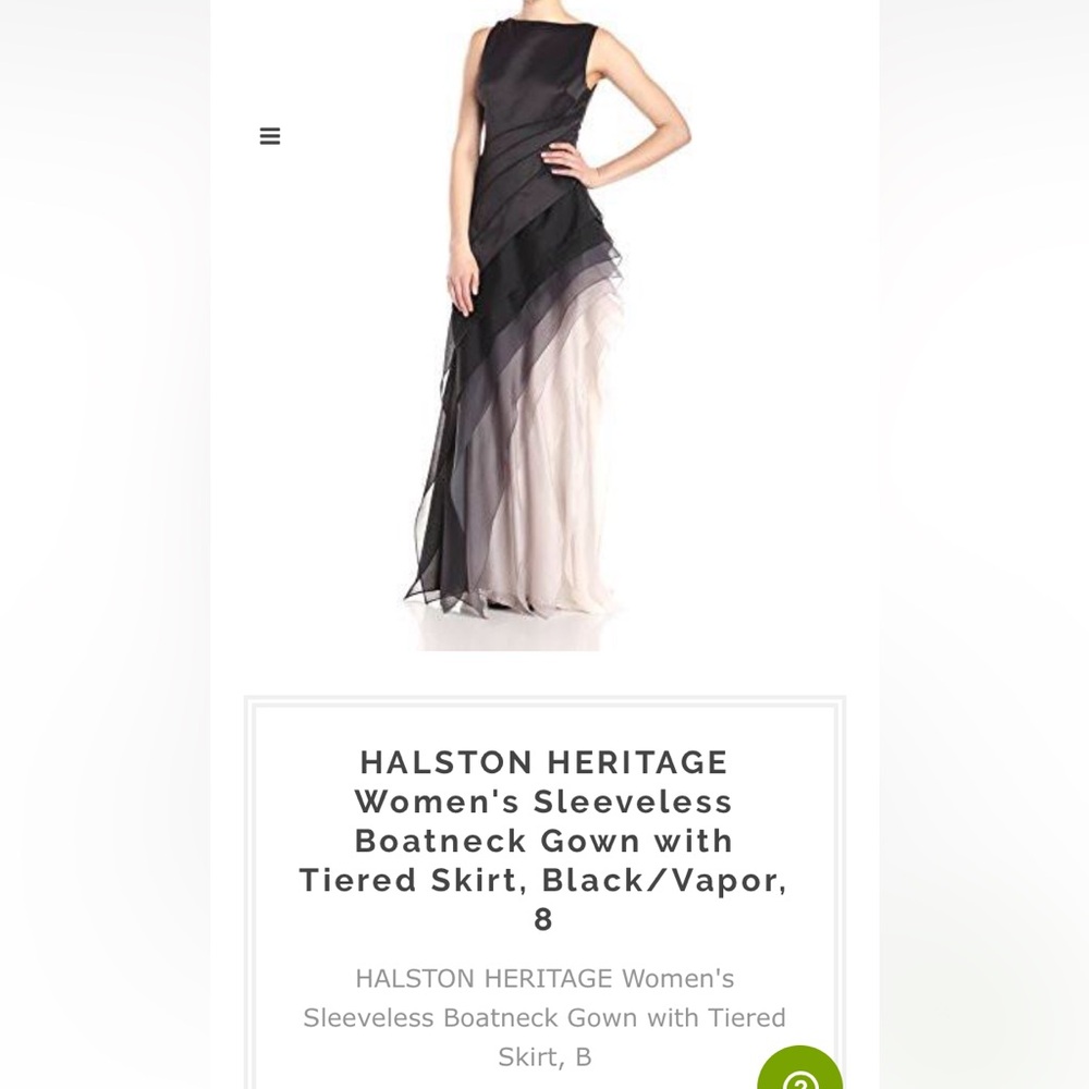 Halston Heritage Boatneck Gown with Tiered Skirt - Black/Vapor Size 8 Preowned - Picture 2 of 8